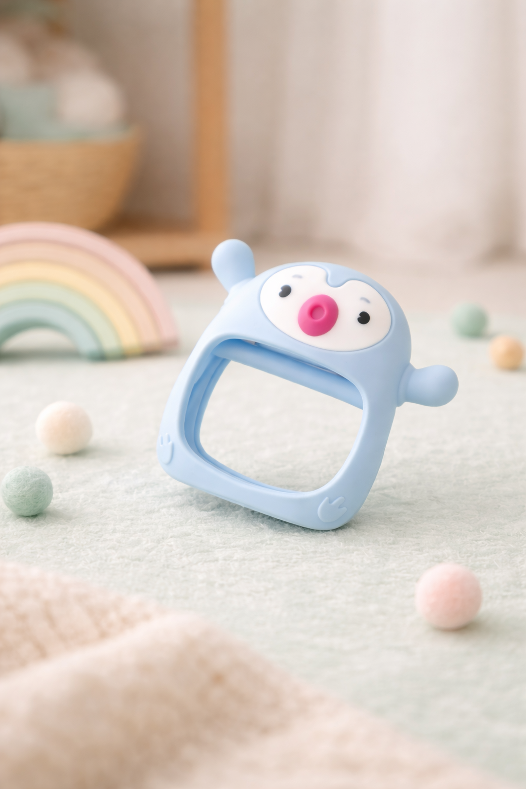 Cute Penguin Silicone Baby Teether Toy | Food-Grade Soft Sensory Chew for Toddlers