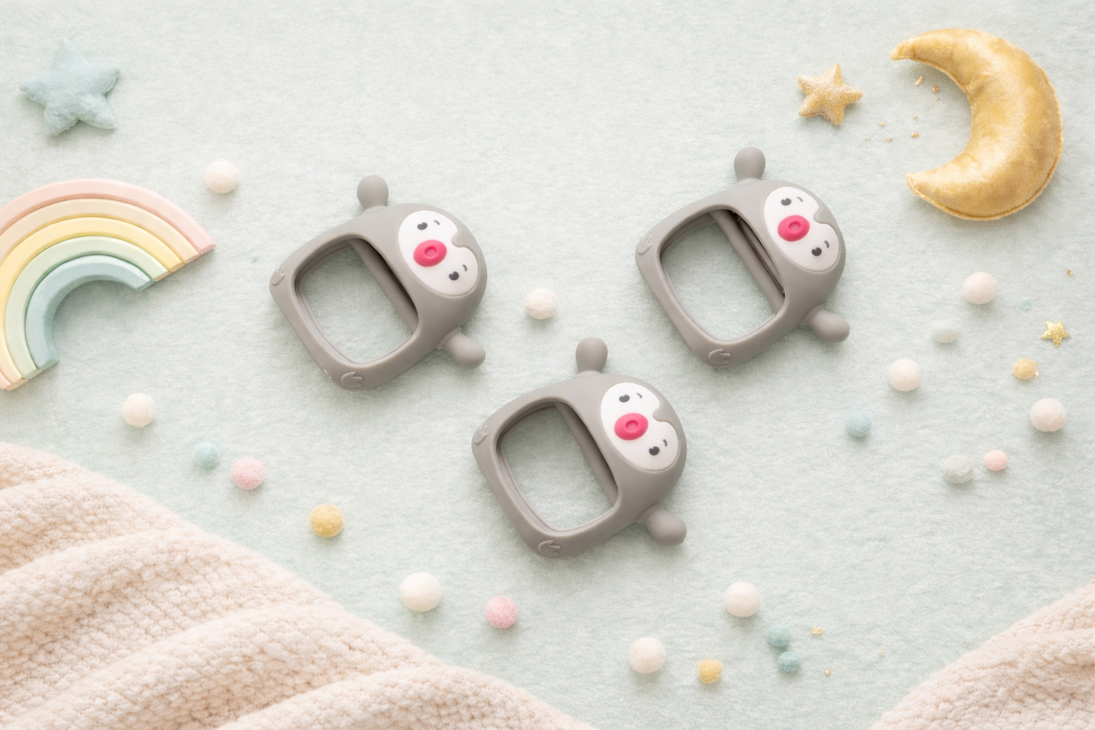 Cute Penguin Silicone Baby Teether Toy | Food-Grade Soft Sensory Chew for Toddlers